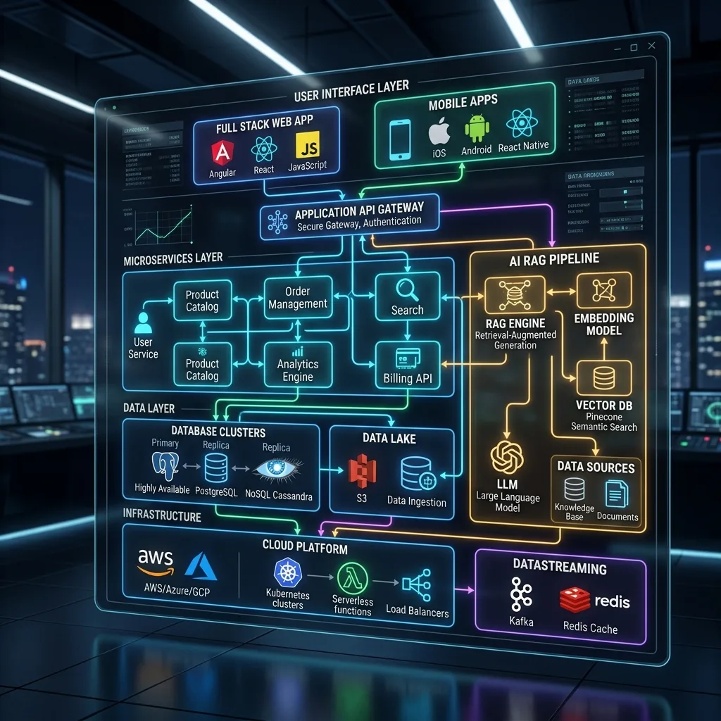 Full Stack Cloud Microservices & AI RAG System Architecture